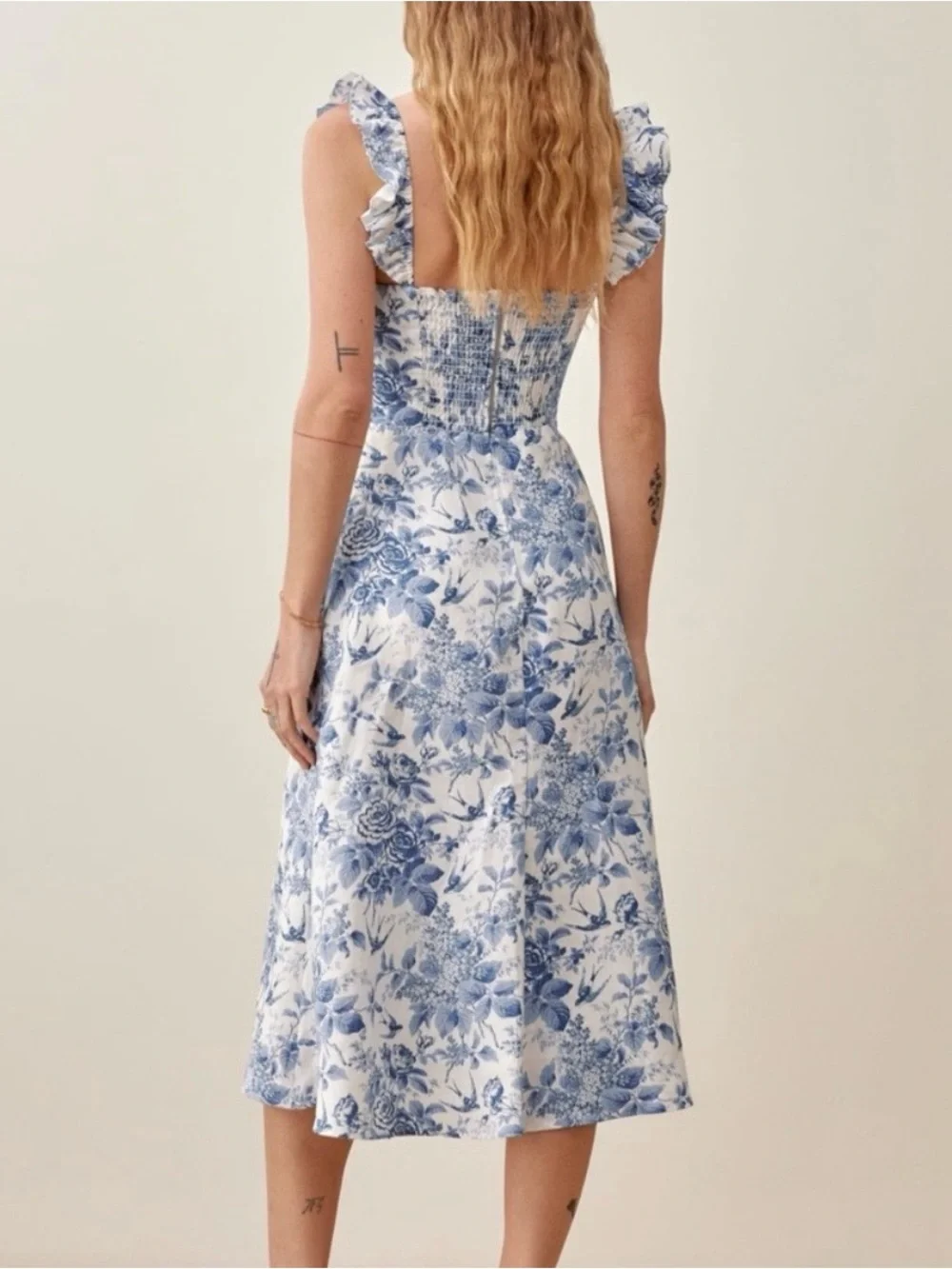 Reformation Blue Toile Spaulding Dress - Picture 5 of 12